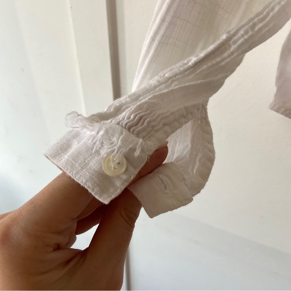 Raquel Allegra Blouse Shirt Frayed Collar White Size 0 UK 10 12 - Picture 4 of 11